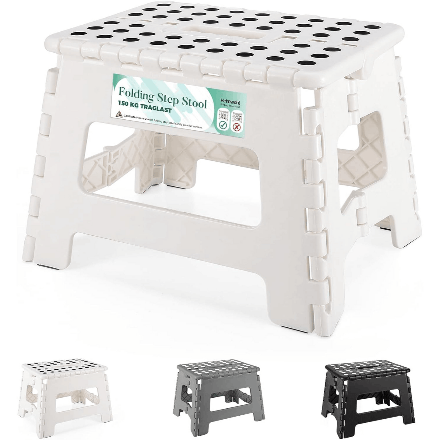 9 Zoll (ca. 23 cm) Kunststoff-Mehrzweckhocker für den Innenbereich, erhältlich als 1 Stück oder 2 Stück für Erwachsene, rutschfest für Küche, Badezimmer und Schlafzimmer – Tragkraft von bis zu 150 kg