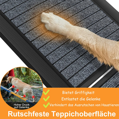 Faltbare Hunde Rampe 157Cm Hunde Treppe mit Rutschfestem Stoff und Griffen Haustier Rampe Elefanten Trunk Rampe Eingangs Hilfe für Hunde/Katzen/Haustiere bis zu 110Kg