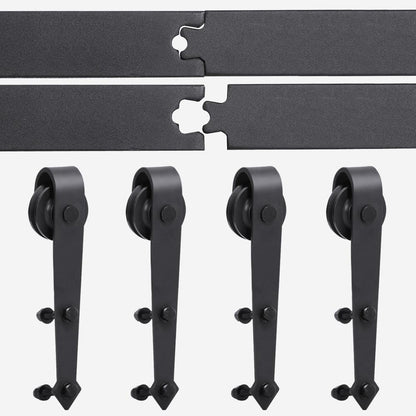 Costoffs 183cm/200cm/244cm/366cm Schiebetürsystem Set Laufschienen für Schiebetür Schiebetürbeschlag Hängeschiene Zubehörteil