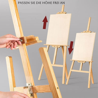 Staffelei Holz Groß Kiefernholz 175cm Holzstaffelei - Feldstaffelei höhenverstellbar große & kleine Keilrahmen – Staffelei für Kinder & Erwachsene, Hochzeit, Leinwände, Easel Atelierstaffelei für Künstler, Hochzeit