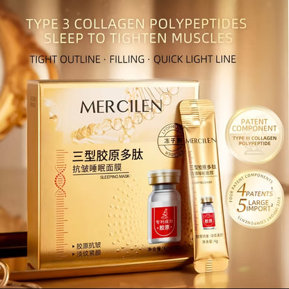 1 Box SLEEPING MASK, Typ III Kollagenpeptid Schlafmaske, Feuchtigkeitsspendend, Straffend, Weiche und zarte Haut Reise-Essential