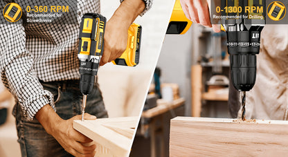 21V Handbohrmaschine Lithium Set, Mehrfach-Bohrer-Kombinationen, Ergonomisches Griffdesign, Ausgestattet mit 21V Lithium Elektrischer Schlagfunktion, Geeignet zum Bohren von Holz und Stahl, Ein unverzichtbares, praktisches Werkzeug für Familien, Optional