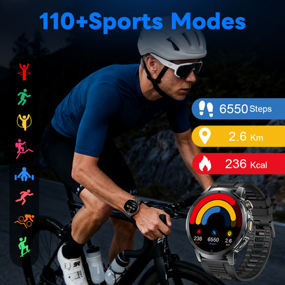 LIGE Herren-Smartwatch mit Anruffunktion, 1000mAh Akku/Taschenlampe/Zwei Ladekabel, 1,85-Zoll HD-Großdisplay, Fitnessuhr, 100+ Sportmodi, IPX8, Schlafmonitor für Android & iOS