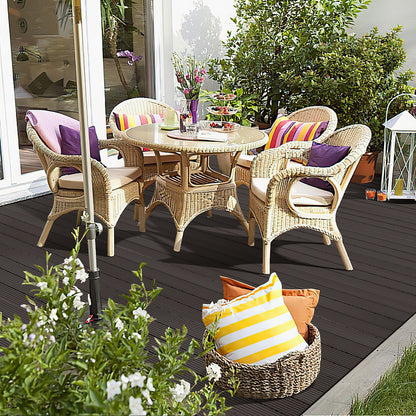 1M² WPC Terrassenfliesen 30X30Cm/60X30Cm UV-beständig für Garten und Balkon /Braun/Tek /Dunkelbraun Geeignet für den Innen- und Außenbereich Wasserdichte Bodenbeläge für Balkon und Terrasse Barfuß Leicht zu montierende Klickfliesen Set mit Drainagefunktio