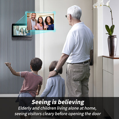 Sicherheitstürklingel für Zuhause, intelligente kabellose Türklingel – WLAN-fähig, Nachtsicht, Zwei-Wege-Audio, wiederaufladbarer Akku, Wandmontage, einfache Ein-Tasten-Bedienung, Eingangsüberwachung, schlankes schwarzes Design, hochwertige Elektronik, ka