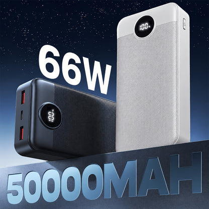 50000mAh Powerbank, 66W Schnelllade-Tragbares-Ladegerät mit großer Kapazität, USB-C/USB-A, kompatibel mit iOS  Android, unterstützt den gleichzeitigen Anschluss von zwei Geräten, Weihnachtsgeschenk