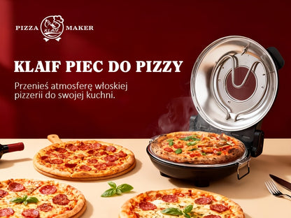 KLAIF Elektrischer Pizzaofen 420 °C, separat einstellbare Ober-  Unterhitze, 31 cm Keramik-Pizzastein, 3tlg. Pizza-Zubehör-Set enthalten, 1200 W
