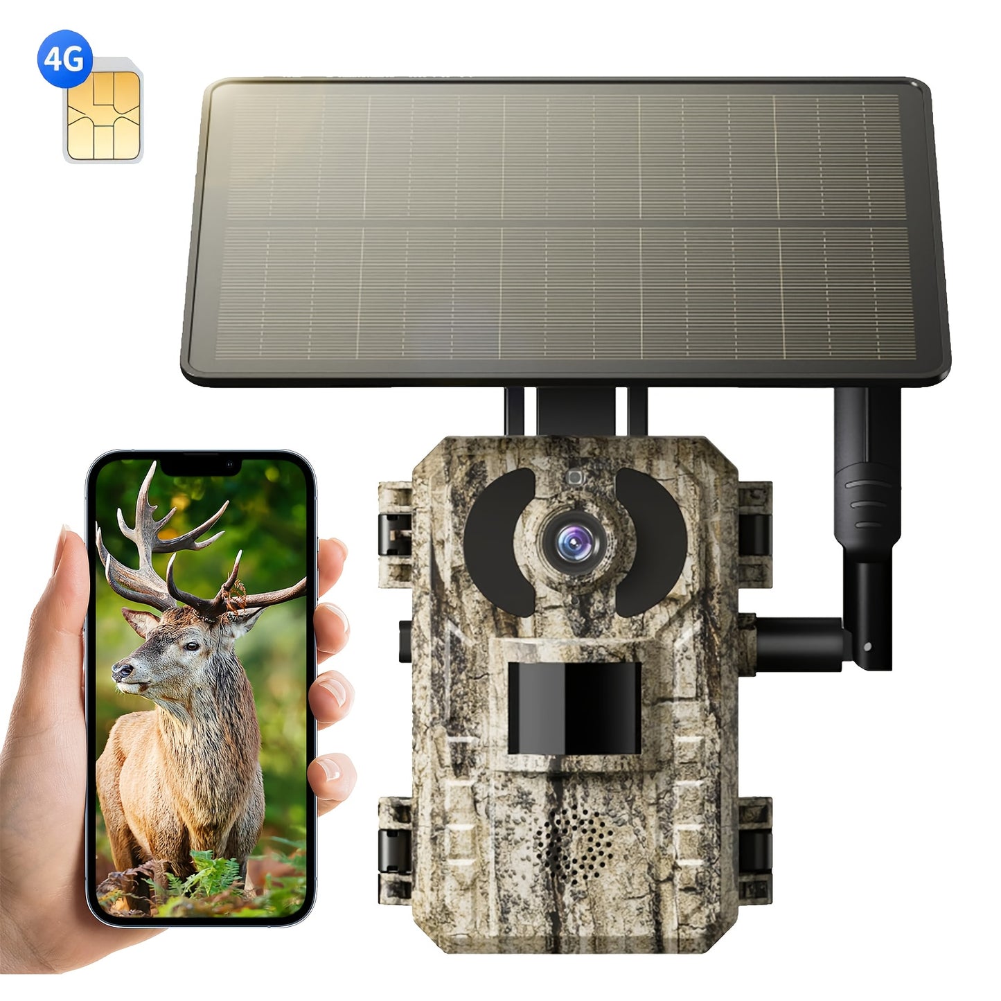 2er-Pack 4G LTE Mobilfunk Smart Wildkamera/1er-Pack 4G Kamera, mit 2K Live-Streaming, eingebauter SIM-Karte, Remote-App-Zugriff, Wiedergabe von Aufnahmen, Bewegungserkennung und 0,2S Auslösezeit, Infrarot-Nachtsicht, Smart Jagdkamera