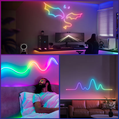 Smart-APP-LED-Lichterkette mit 44-Tasten-Fernbedienung, Farbwechsel, Musik-Sync, Timer, DIY Sharpe, Spielzimmer, Weihnachtsdeko