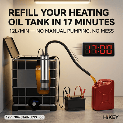 12V Tauchpumpe für Dieselkraftstoff, tragbare elektrische Ölwechselpumpe 12 l/min mit Ein/Aus-Schalter & Krokodilklemmen, Edelstahl-Wasser-Kerosin-Pumpwerkzeug für Auto, LKW, Boot, Marine, Anhänger, Wohnmobil, Tank