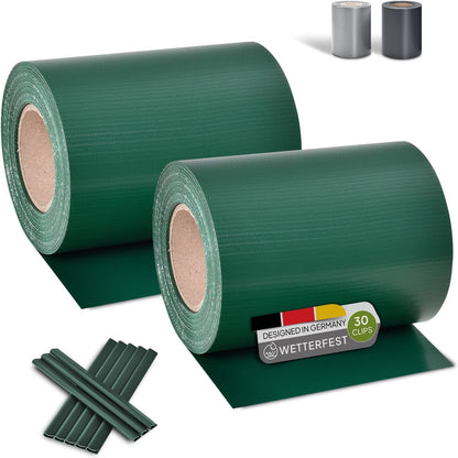 PVC Sichtschutzstreifen Doppelstabmatten Zaun 35m x 19 cm 30 Befestigungsclips anthrazit Zaunfolie Sichtschutz Windschutz Garten Gartenzaun