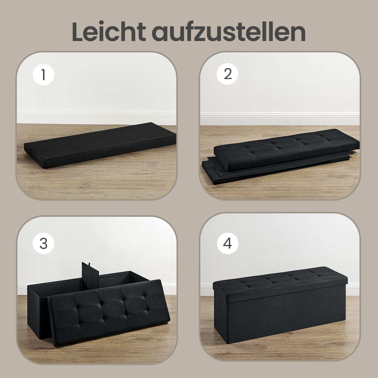 Sitzbank mit Stauraum, Sitztruhe, Bettbank, Aufbewahrungstruhe, für Wohnzimmer, Schlafzimmer, Flur