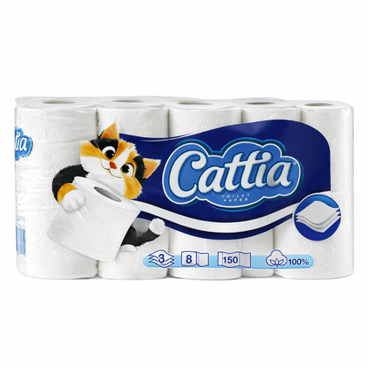 Toilettenpapier 64 Rollen, 150 Blatt pro Rolle - WC Papier 3-lagig Großpackung - 8x8 Rollen Klopapier passend für Klopapierhalter - toilet paper - Camping Toilettenpapier - weiche Abwischtücher