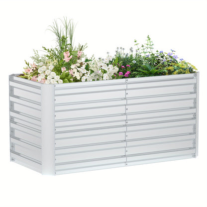 Hochbeet-Set – Pflanzkasten für Gemüse & Blumen im Freien – Rechteckiges Kräuterhochbeet für Garten, Terrasse – Grün/Schwarz/Silbrig – 4 Größen wählbar