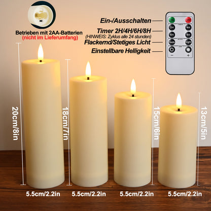 Wasserdichte Outdoor-Kerzen mit Timer & Fernbedienung für Terrasse, Veranda, Laternen, Garten, Hochzeitsdeko, flackernde realistische batteriebetriebene flammenlose LED-Kerze für Halloween, Innenbereich, Fenster, Tisch-Mittelstück, Kamin-Deko, Weihnachten