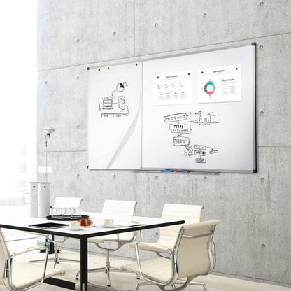 KARAT Magnetisches Whiteboard mit Alurahmen – Abnehmbare Stiftablage – Kratzfest & Trocken abwischbar – Magnettafel für Büro, Heim und Schule – Hoch oder Querformat