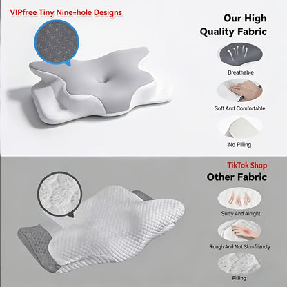Nackenkissen, Schmetterlingskissen, kühlendes Nackenkissen, Kissen aus Memory-Schaum, Kissen für Seitenschläfer  Rückenschläfer, ergonomisches Nackenkissen zum Schlafen, Entspannungskissen mit langsamer Rückfederung für Rück- & Seitenschläfer, Bettkissen