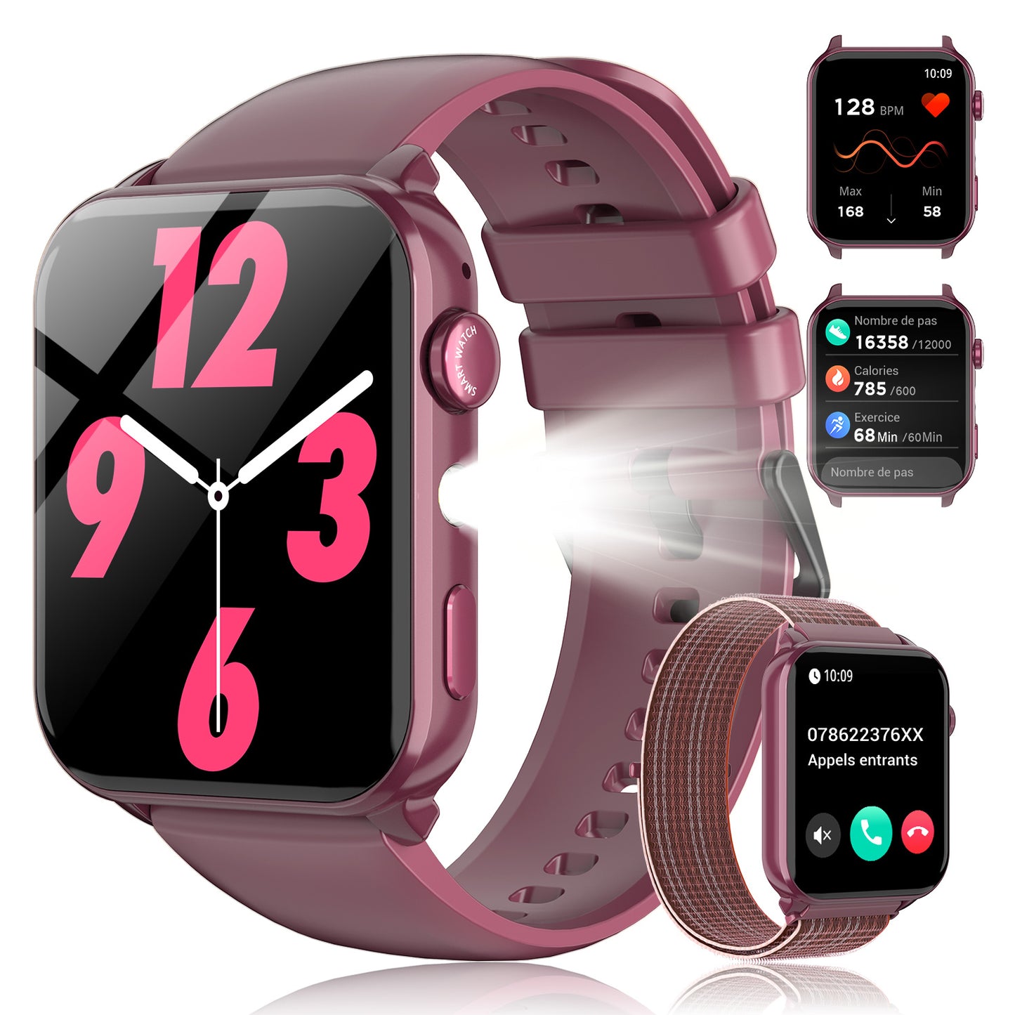 Neu 2025 – Upgraded Damen Smartwatch kompatibel mit Smartphones, Wireless 5.3 Smartwatch mit kabellosem Telefonieren/Schlaftracker/KI-Stimme, 100 Tage Akkulaufzeit, Sportarmbänder, großes Display, 120+ Modi, 350mAh Akku für Outdoor
