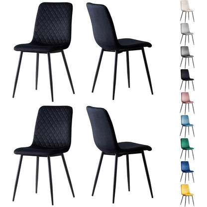 mcc direct Esszimmerstühle im 4er Set aus Samtstoff, Metallbeine, Lexi-Stühle, Desigenerstühle