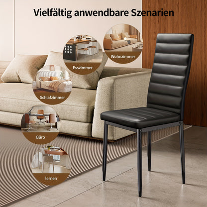 Esszimmerstühle Set mit 4 Stück, Esszimmerstühle Set für Küche, Esszimmer, Kunstleder, hoher Rücken, modern
