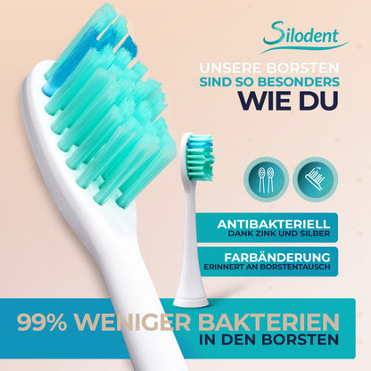 Silodent Schallzahnbürste Midnight Blue - Testsieger - Einzige elektrische Zahnbürste mit antiseptischen Borsten - Premium Zahnbürste, 5 Programme und Reiseetui - Top Qualität zum vernünftigen Preis