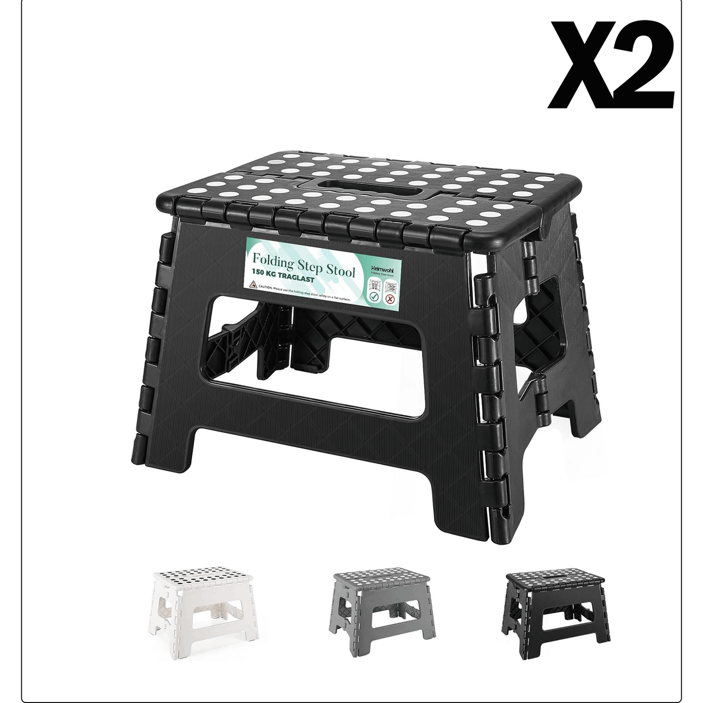 9 Zoll (ca. 23 cm) Kunststoff-Mehrzweckhocker für den Innenbereich, erhältlich als 1 Stück oder 2 Stück für Erwachsene, rutschfest für Küche, Badezimmer und Schlafzimmer – Tragkraft von bis zu 150 kg