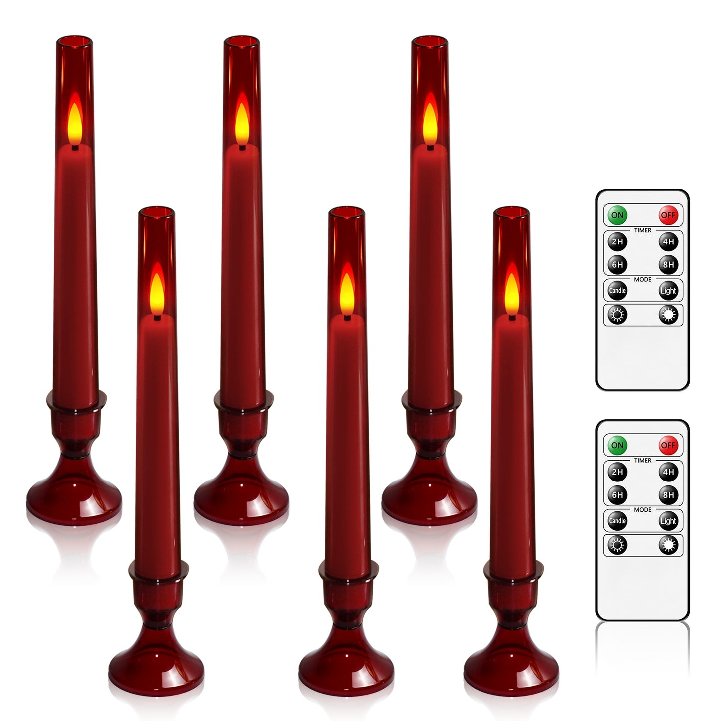 Schaffen Sie eine Atmosphäre mit sechs batteriebetriebenen Acrylkerzen mit ferngesteuerter Halterung. Diese sicheren und langlebigen Kerzen sind ideal für Hochzeiten, Bars, Cafés, Einzelhandelsschränke, romantische Valentinstags-Dekos und einladende Wohnr