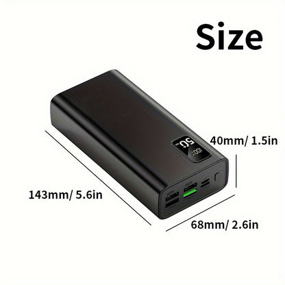 50000mAh Powerbank mit großer Kapazität und Schnellladefunktion, LED-Leistungsanzeige, bidirektionales Schnellladen über Typ-C, fünf Ausgänge, zwei Eingänge, geeignet zum Aufladen von iPhone/Samsung/Android-Elektronikgeräten, tragbarer Notfall-Akku für un
