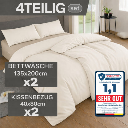 4-teiliges Bettwäsche-Sets 4 verschiedene Größen – 2x Bettbezug & 2x Kissenbezug 80x80 cm & 40x80 cm, Weiche Mikrofaser, Atmungsaktiv & Pflegeleicht, Ganzjahresgeeignet