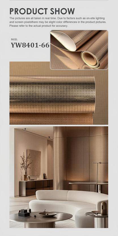Eine Rolle goldenfarbener, gebürsteter Tapete, geeignet für Hochhaus-Türen, High-End Auto-Innenraum, Edelstahl, leichte Luxus-Dekorationsfolie, feuerfeste Kühlschrankfolie