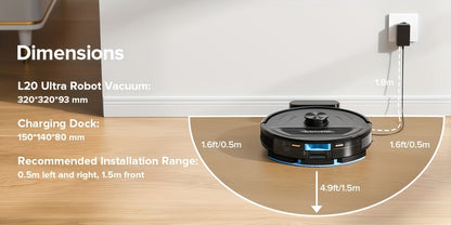 Lubluelu L20 Ultra Saug-Wisch-Roboter, 3-in-1-Roboterstaubsauger, 8000 Pa Super-Saugkraft, 120 Minuten, Aufladung bei Unterbrechung, präzise Navigation, intelligente Reinigung, 5 Karten, 30 Sperrzonen, intelligente APP-Steuerung, für Teppich, Tierhaare, H
