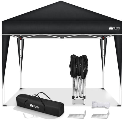 tillvex® Pavillon 3x3m Faltbar + 4er Set Sandsäcke | Pop-Up Faltpavillon Wasserdicht Stabil & Höhenverstellbar | Gartenzelt UV Schutz 50+ | Partyzelt Winterfest mit Tasche für Draußen Garten Camping