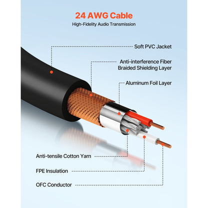 VEVOR XLR Kabel 30,48 m, 2er-Pack, geschirmte, ausgeglichene DMX Stecker auf Buchse Mikrofonkabel, vergoldenetes 3-poliges XLR Mikrofon Lautsprecher Kabel, für Bühnenbeleuchtung, Mikrofone, Verstärker, Mischpult, Lautsprechersysteme