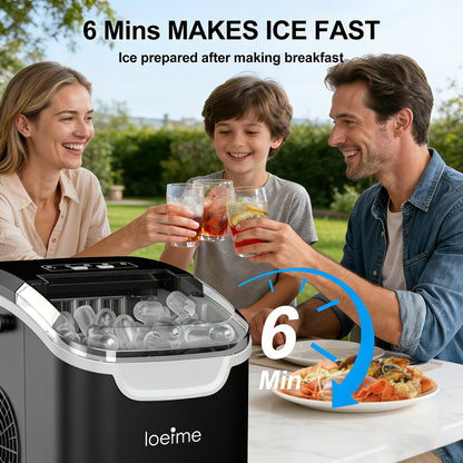 Kleiner, tragbarer Outdoor-Eiswürfelbereiter mit einer Kapazität von 10 kg/24 h, der 9 Eiswürfel in 6 Minuten produzieren kann. Erhältlich in Schwarz/Grün. Selbstreinigender Eiswürfelbereiter, geeignet für den Außenbereich/Zuhause und andere Eiswürfel-Sze