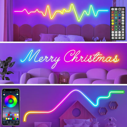 30m/20m/15m/10m/5m RGB Neonlichtstreifen mit Musik-Synchronisation, 24V flexibler Lichtstreifen mit App  Fernbedienung, Outdoor IP"67" Lichtstreifen, geeignet für Schlafzimmer, Zimmer  Außendekoration