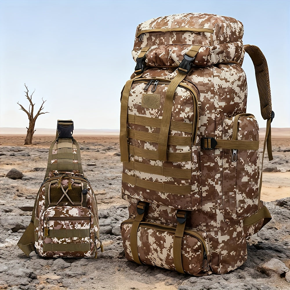 Taktischer Rucksack 2er-Set – Langlebiger Oxford-Stoff Wanderrucksack für Klettern, Camping, Reisen & Outdoor-Abenteuer – Schwerlast-Reise-Rucksack mit Mehreren Fächern, Großem Fassungsvermögen & Mehrfachtaschen-Design – Ideal für Outdoor-Aktivitäten & Re