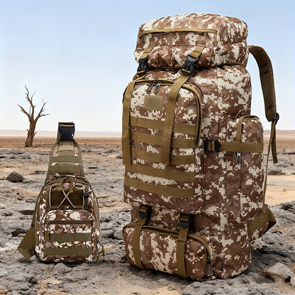 Taktischer Rucksack 2er-Set – Langlebiger Oxford-Stoff Wanderrucksack für Klettern, Camping, Reisen & Outdoor-Abenteuer – Schwerlast-Reise-Rucksack mit Mehreren Fächern, Großem Fassungsvermögen & Mehrfachtaschen-Design – Ideal für Outdoor-Aktivitäten & Re