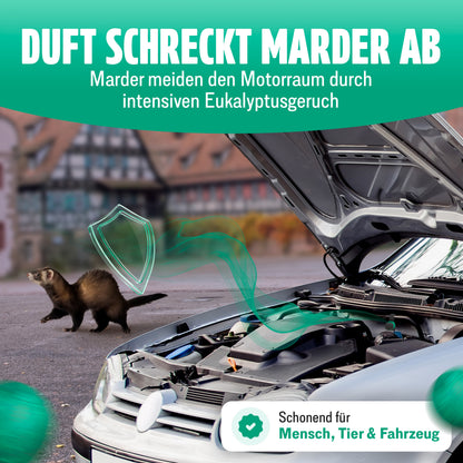 FUTUM 2er-Set inkl. Halter Marderabwehr Kugeln Marderentferner Auto Marderabwehr mit Sofortschutz Marderschreck Langanhaltender Marderschutz für Auto für bis zu 3 Monate Marderabwehr Marderschutz gegen Marder Autoschutz Marderkugeln
