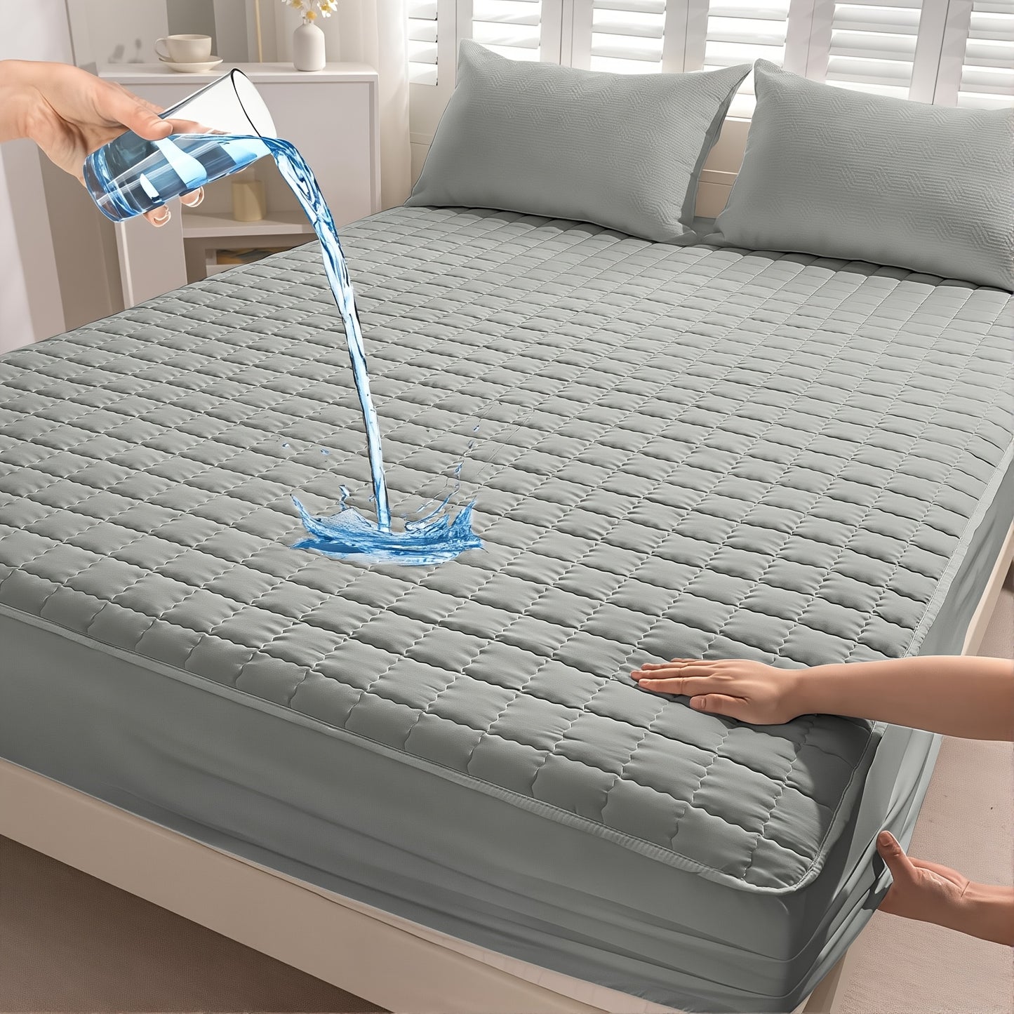 1 Stück Wasserdichtes, Weiches Spannbettlaken in Unifarben, Wiederverwendbarer Matratzenschoner, Atmungsaktiv, Geeignet für Schlafzimmer, Studentenwohnheime und Gästezimmer. Waschmaschinenfest, Erhältlich in Verschiedenen Farben und Größen. Kissenbezug un