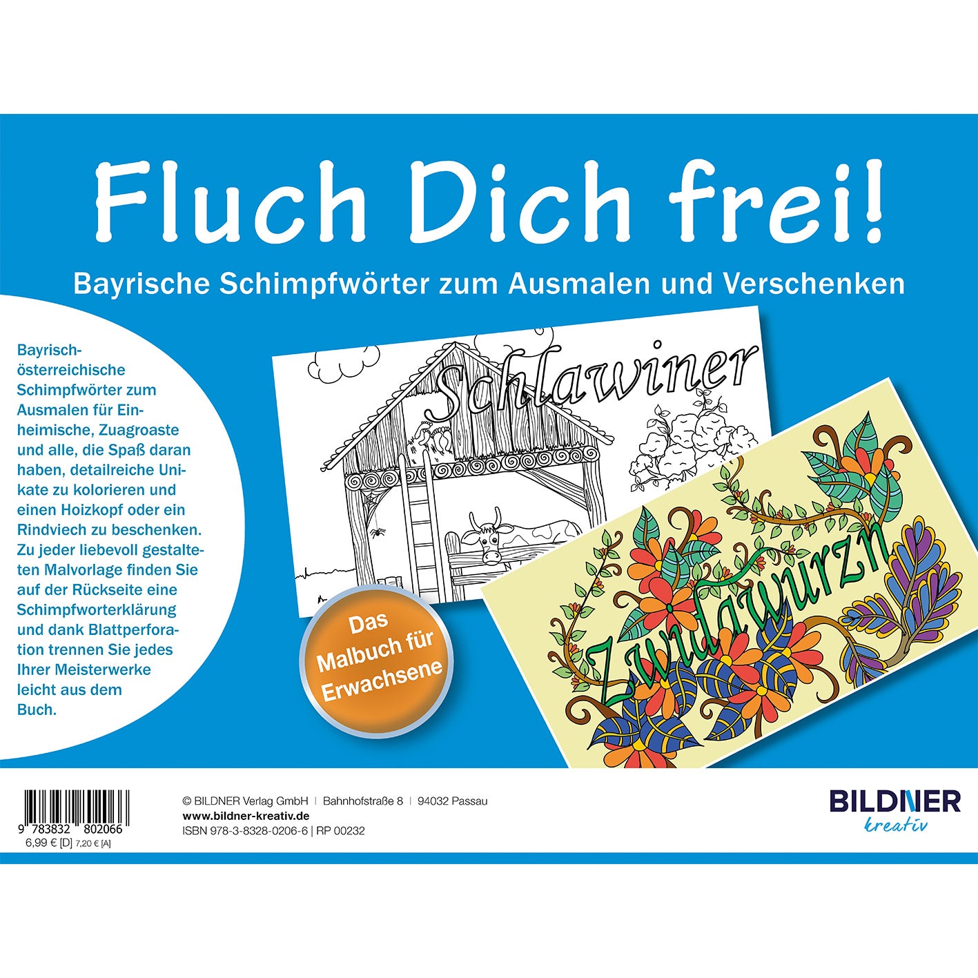 Fluch Dich frei! Rindviech – Band 2 – Bayerische Schimpfwörter zum Ausmalen und Verschenken
