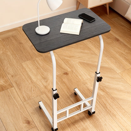 Schwarz-Weißer Mobile Hebeboden mit Rolltisch, Nachttisch geeignet für Schlafzimmer, Studentenwohnheim, Laptop-Tisch, Lazy Table, Couchtisch/Sofa Nachttisch