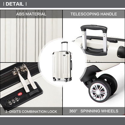3-teiliges beiges Koffer-Set Panda Design Camping ABS Hartschalen-Gepäck mit Zahlenschloss Spinner-Rädern Schulanfang Black Friday Thanksgiving Weihnachts-Feiertagsgeschenk