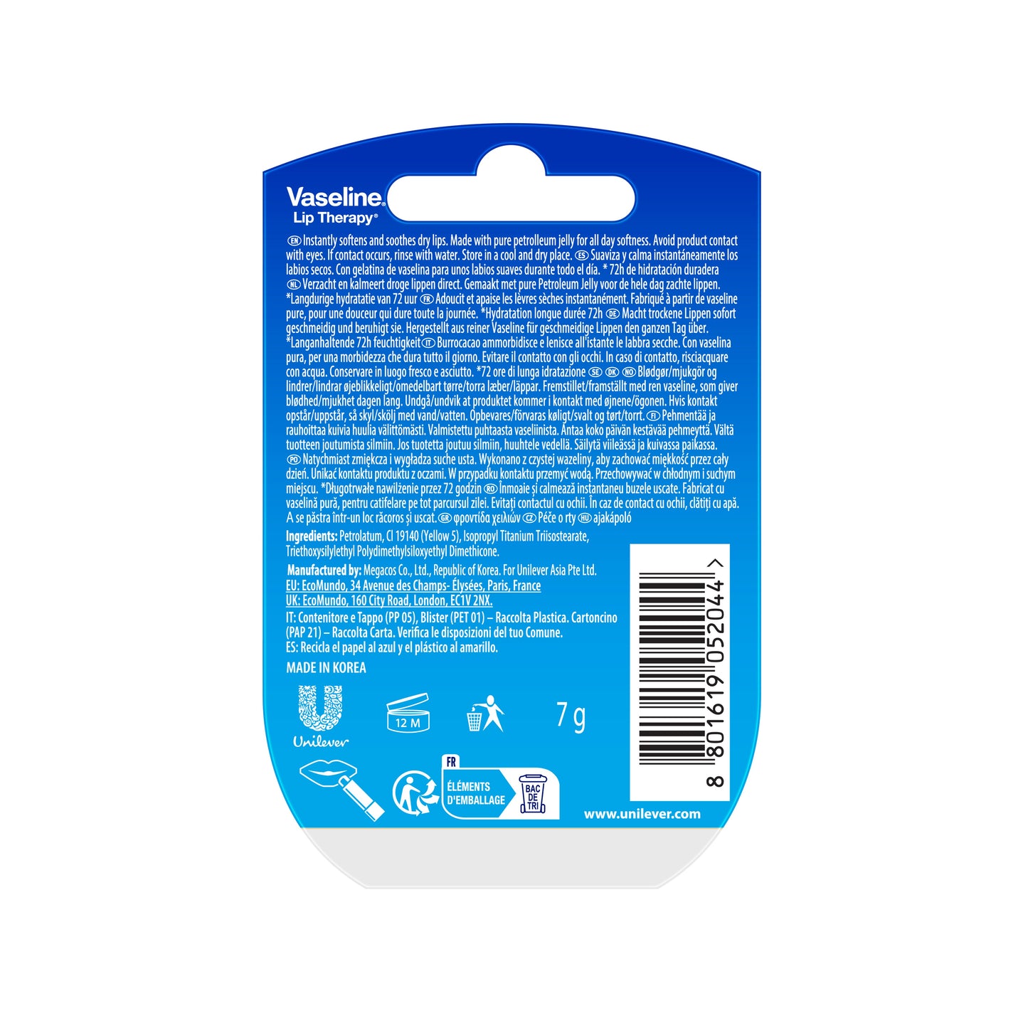 Vaseline Lip Therapy | Feuchtigkeitsspendender Lippenbalsam 6er Set| Rosy, Crème Brûlée, Original, Cocoa Butter, Queen Bee und Pink Bubbly, 6 x 7g