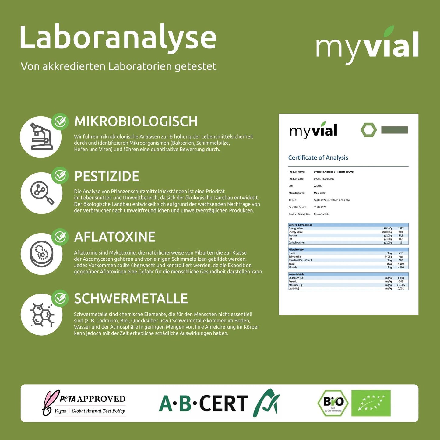 Bio Chlorella Tabletten hochdosiert 240 Stück 500mg Vegan, ohne Zusätze, plastikfrei verpackt, Algen Presslinge aus Mikroalge, Chlorella Vulgaris Zellwand aufgebrochen