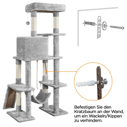 Costoffs Kratzbaum 160cm Stabiler Katzenkratzbaum Katzenbaum mit Katzenhöhlen und Plattformen Spielhaus für Katzen