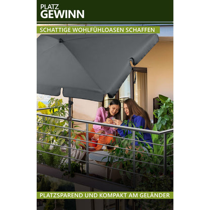 Lindenstein Sonnenschirmhalter Balkongeländer – Funktionale Sonnenschirm Halterung Balkon, Schirmhalterung Balkongeländer ersetzt Sonnenschirmständer Balkon – Flexibel montierbar (Anthrazit/Schwarz/Taupe/Sandbraun)