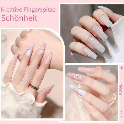 Acryl Nagelset für Anfänger mit Nude, Transparent- und Tiefrosa-Farben, inklusive Nagelwerkzeugen, Acryl Glitzerpulver, Acryl Flüssigkeit, LED Lampe und Nagelbohrer Set für Nagelverlängerung
