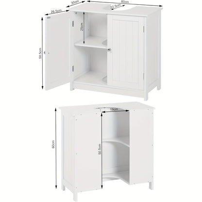 1 Stück Waschtischschrank, Doppelte Tür Badezimmer Schrank, Weißer MDF Waschbecken-Schrank 60 x 60 x 30 cm, Landhausstil