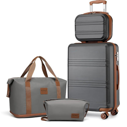 13/20/24/28 Zoll KONO Koffer Set 6-teilig Camping Hartschalenkoffer ABS Trolley Handgepäck Koffer Gepäcksets Reisekoffer mit Rädern und TSA-Schloss, mit Reisetasche und Kulturtasche Koffer Set Black Friday Thanksgiving Day Weihnachtsgeschenk