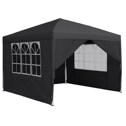 Pavillon Carport Pop-Up Faltbarer Pavillon, Sonnenschutz Event-Pavillon mit Seitenteilen Gartenpavillon für Terrasse Camping Festival Pagode Zelt aus Metallrahmen 3 x 3 m, Beige